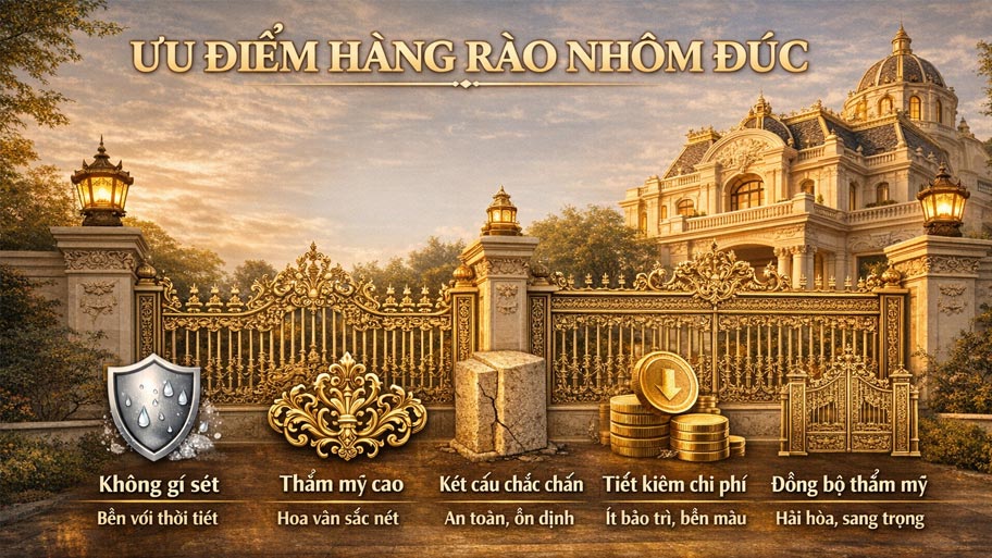 Ưu điểm của hàng rào nhôm đúc
