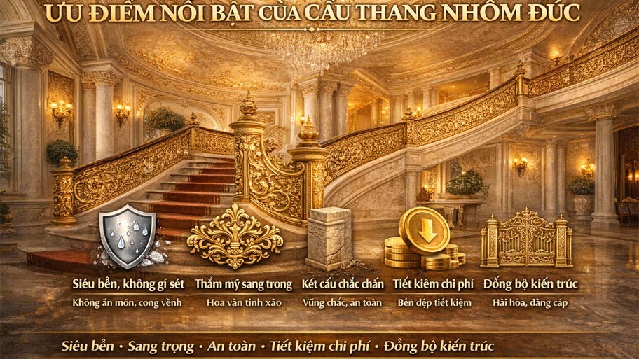 Ưu điểm nổi bật của cầu thang nhôm đúc