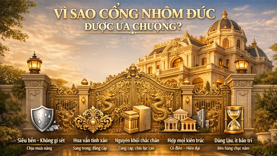 Vì sao cổng nhôm đúc được ưa chuộng rộng rãi