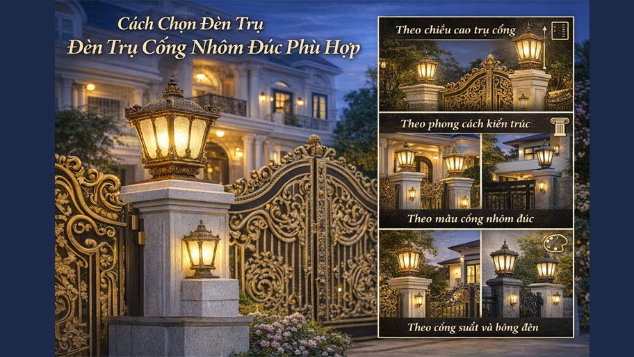 Cách chọn đèn trụ cổng nhôm đúc phù hợp