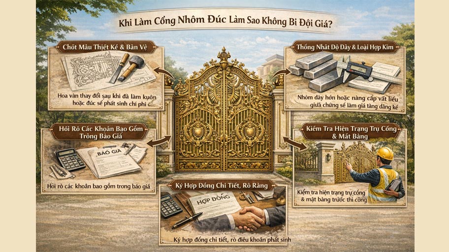 Cách không bị đội giá khi thi công cổng nhôm đúc