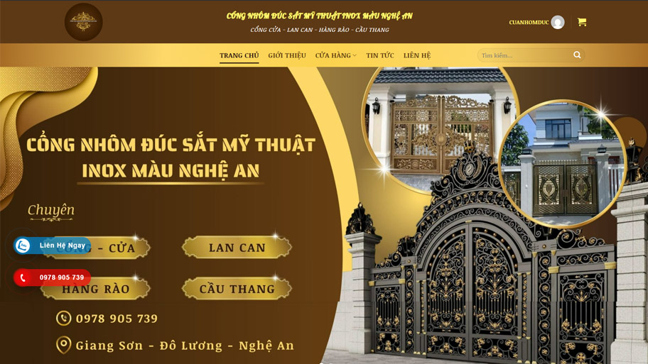 Cổng nhôm đúc sắt mỹ thuật inox màu Nghệ An