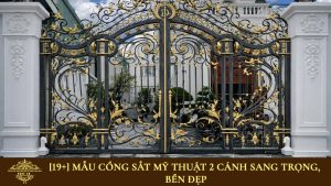Cổng sắt mỹ thuật 2 cánh