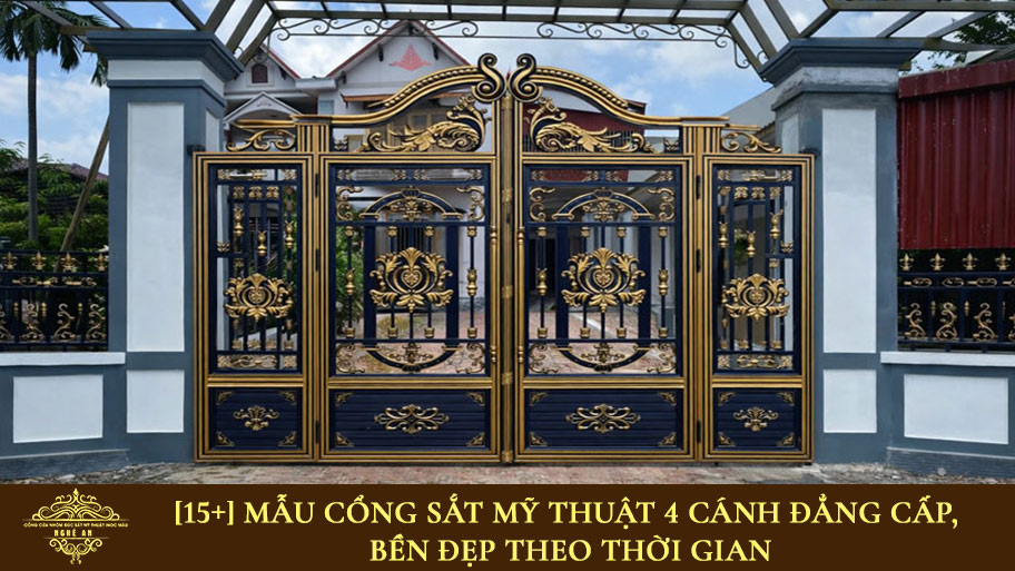 Cổng sắt mỹ thuật 4 cánh