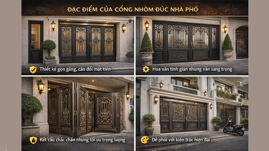 Đặc điểm của cổng nhôm đúc nhà phố