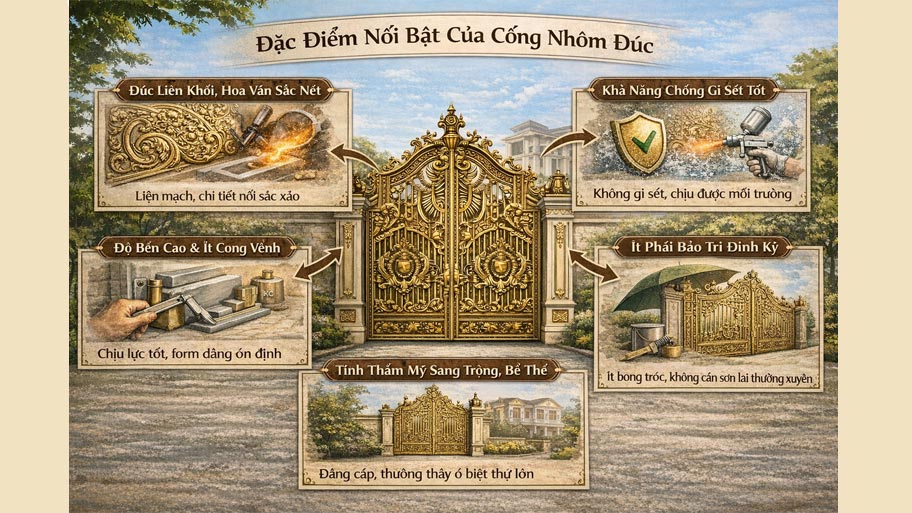 Đặc điểm nổi bật của cổng nhôm đúc
