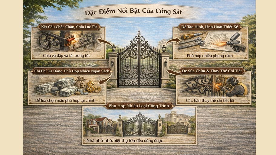 Đặc điểm nổi bật của cổng sắt