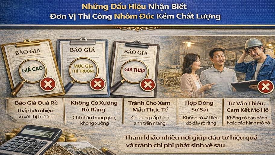 Dấu hiệu nhận biết đơn vị thi công nhôm đúc kém chất lượng