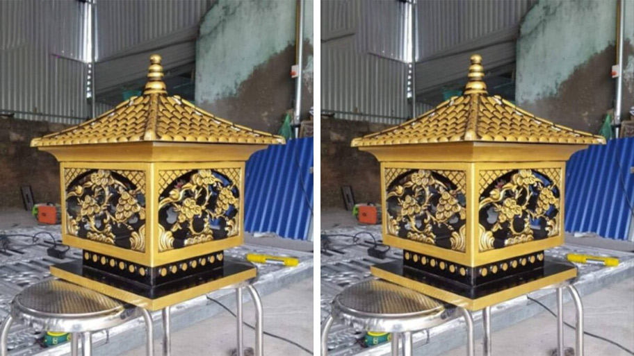 Đèn trụ cổng nhôm đúc kiểu dáng hình vuông