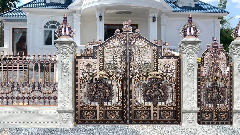 Đèn trụ cổng nhôm đúc phong cách cổ điển