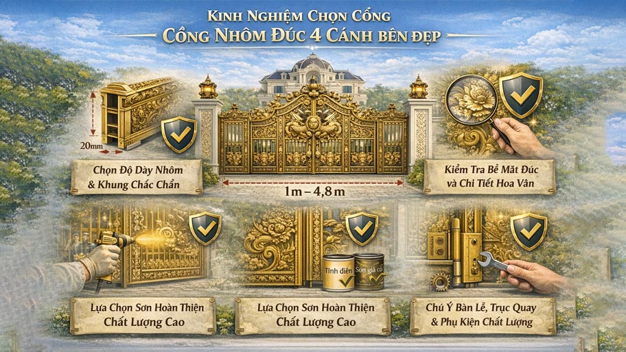 Kinh nghiệm chọn cổng nhôm đúc 4 cánh