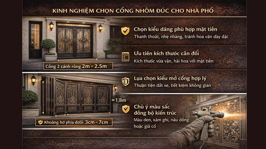 Kinh nghiệm chọn cổng nhôm đúc cho nhà phố