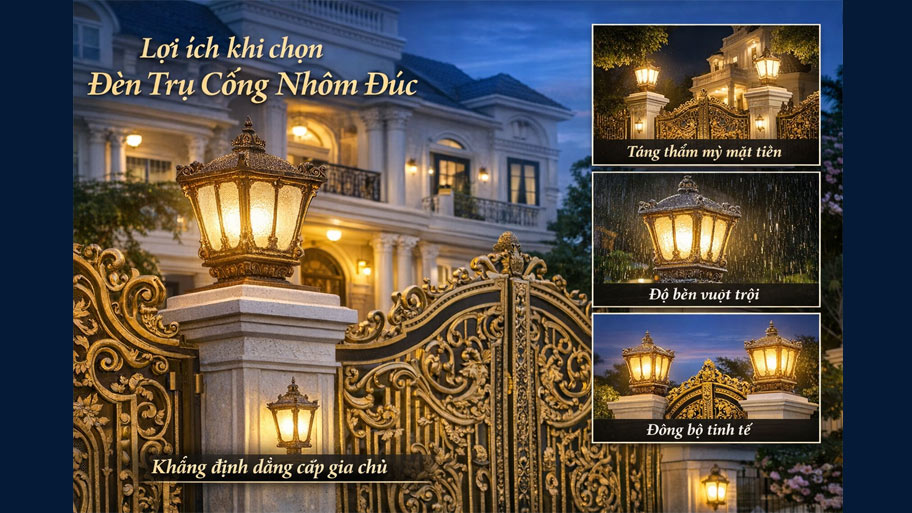 Lý do nên chọn đèn trụ cổng nhôm đúc cho nhà ở