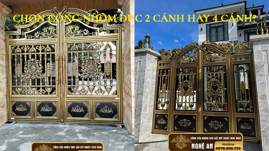 Nên chọn cổng nhôm đúc 2 cánh hay 4 cánh