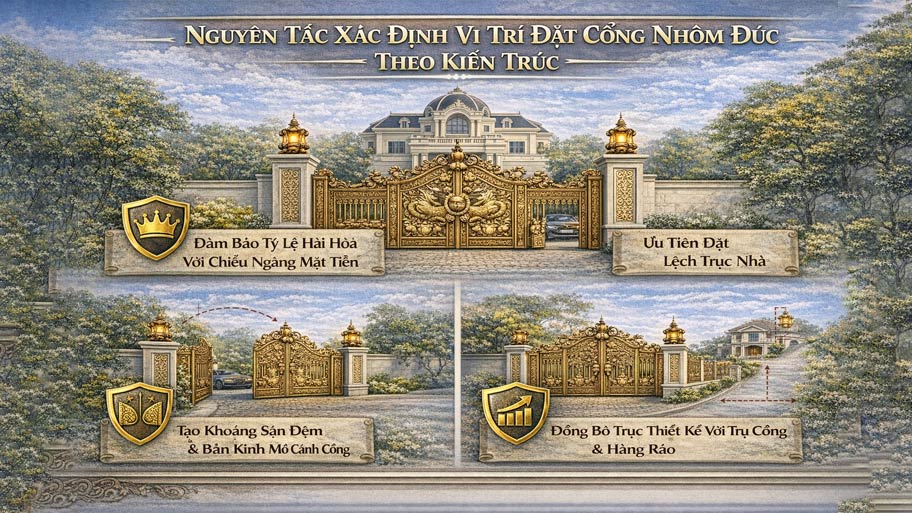 Nguyên tắc xác định vị trí đặt cổng nhôm đúc theo kiến trúc