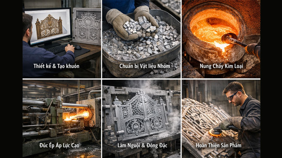Quy trình chế tạo cổng nhôm đúc áp lực