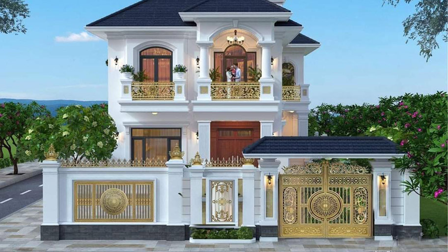 Sử dụng cổng nhôm đúc cho biệt thự
