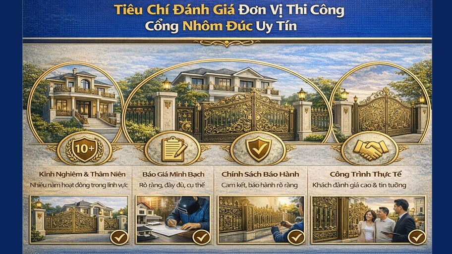 Tiêu chí đánh giá đơn vị thi công cổng nhôm đúc