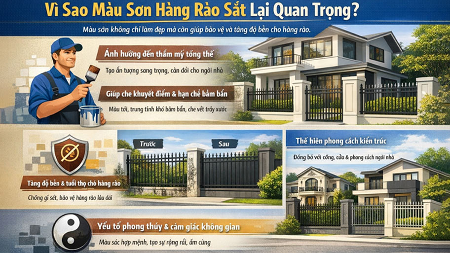 Vì sao màu sơn hàng rào sắt lại quan trọng