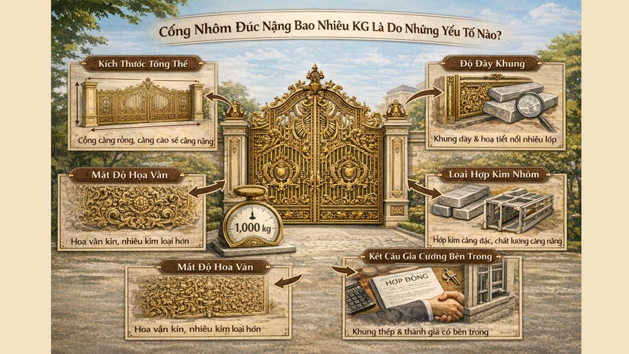 Yếu tố quyết định trọng lượng của cổng nhôm